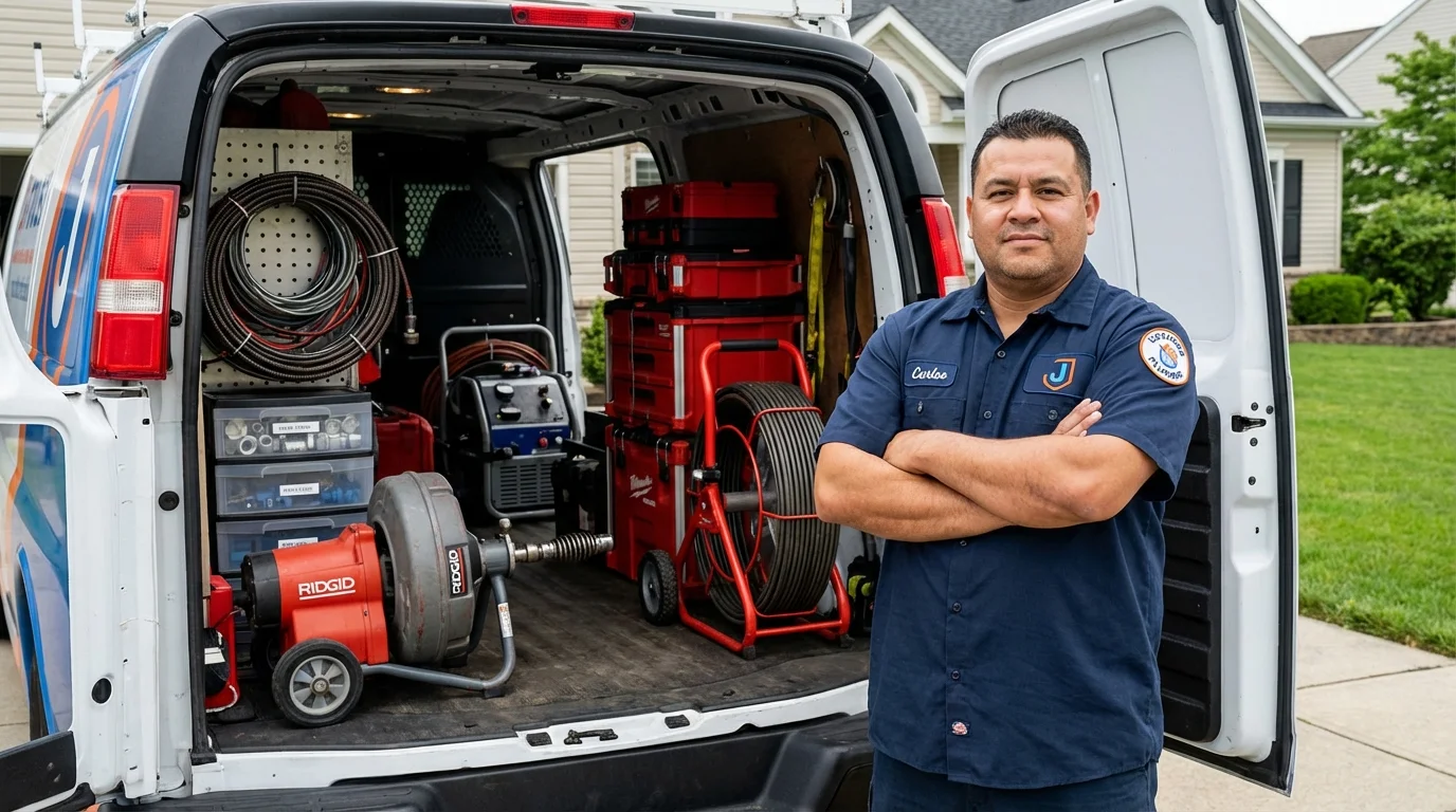 Professional drain cleaning equipment and Johns Plumbing LLC plumber in Brooklyn